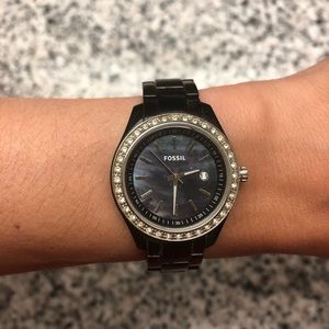 womens black fossil watch